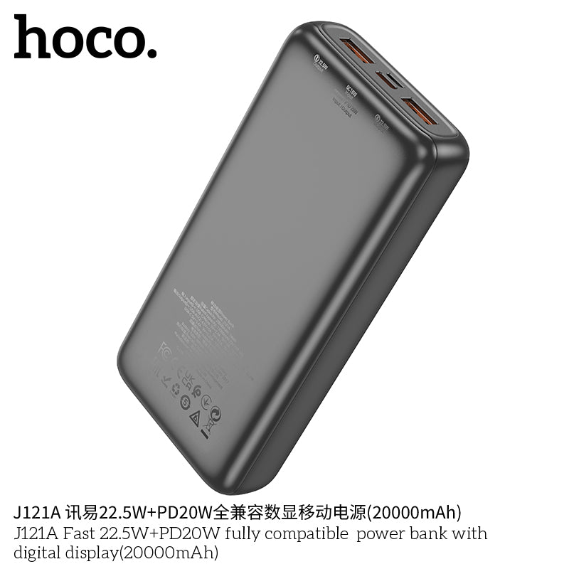 HD_SYNC:J121A Fast 22.5W+PD20W fully compatible power bank with digital display(20000mAh)