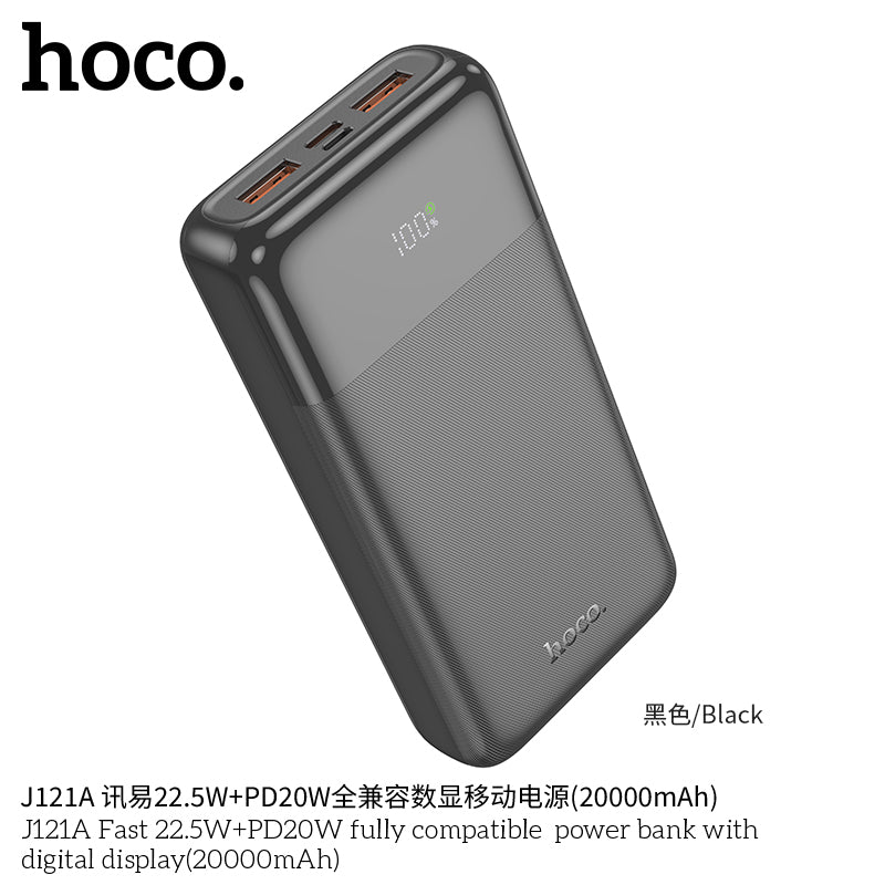 HD_SYNC:J121A Fast 22.5W+PD20W fully compatible power bank with digital display(20000mAh)