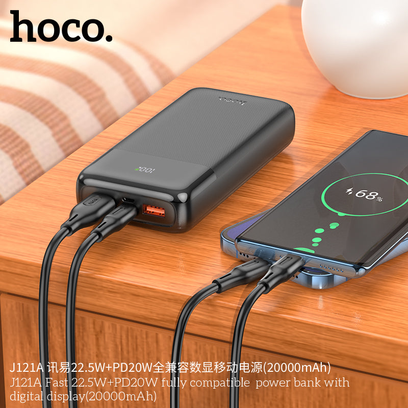 HD_SYNC:J121A Fast 22.5W+PD20W fully compatible power bank with digital display(20000mAh)