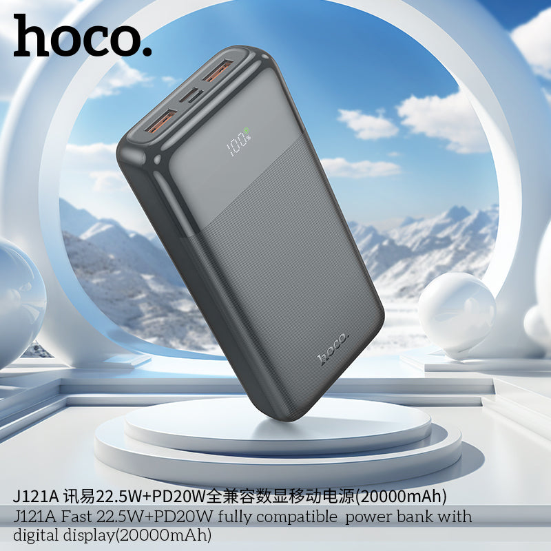 HD_SYNC:J121A Fast 22.5W+PD20W fully compatible power bank with digital display(20000mAh)