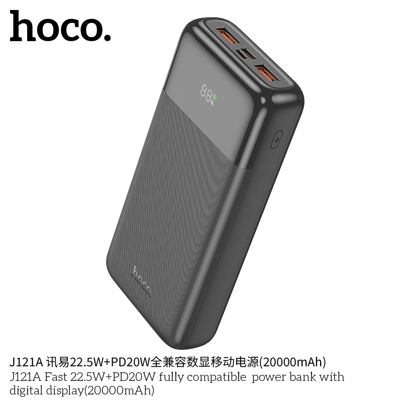 HD_SYNC:J121A Fast 22.5W+PD20W fully compatible power bank with digital display(20000mAh)