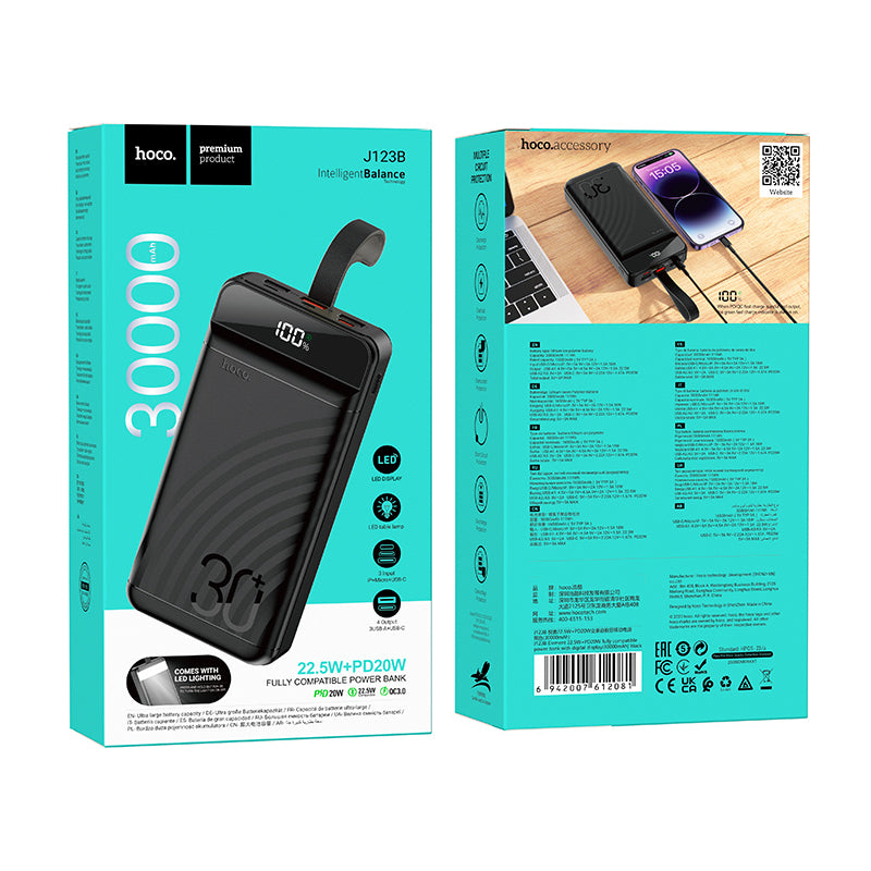 HD_SYNC:J123B Element 22.5W+PD20W fully compatible power bank with digital display(30000mAh)(UN)