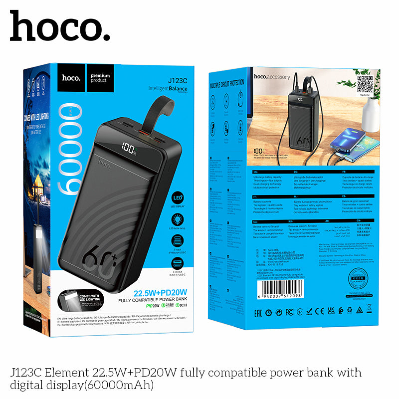 HD_SYNC:J123C Element 22.5W+PD20W fully compatible power bank with digital display(60000mAh)(UN)