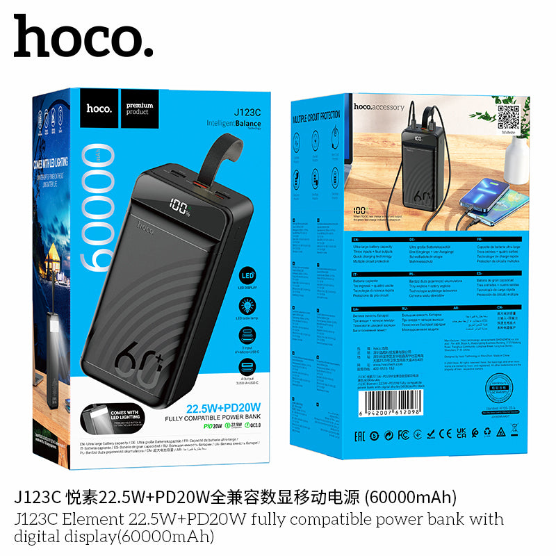 HD_SYNC:J123C Element 22.5W+PD20W fully compatible power bank with digital display(60000mAh)(UN)