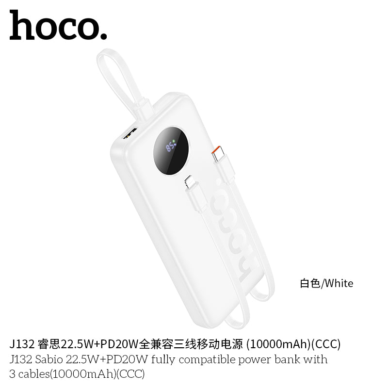 HD_SYNC:J132 Sabio 22.5W+PD20W fully compatible power bank with 3 cables(10000mAh)(UN)