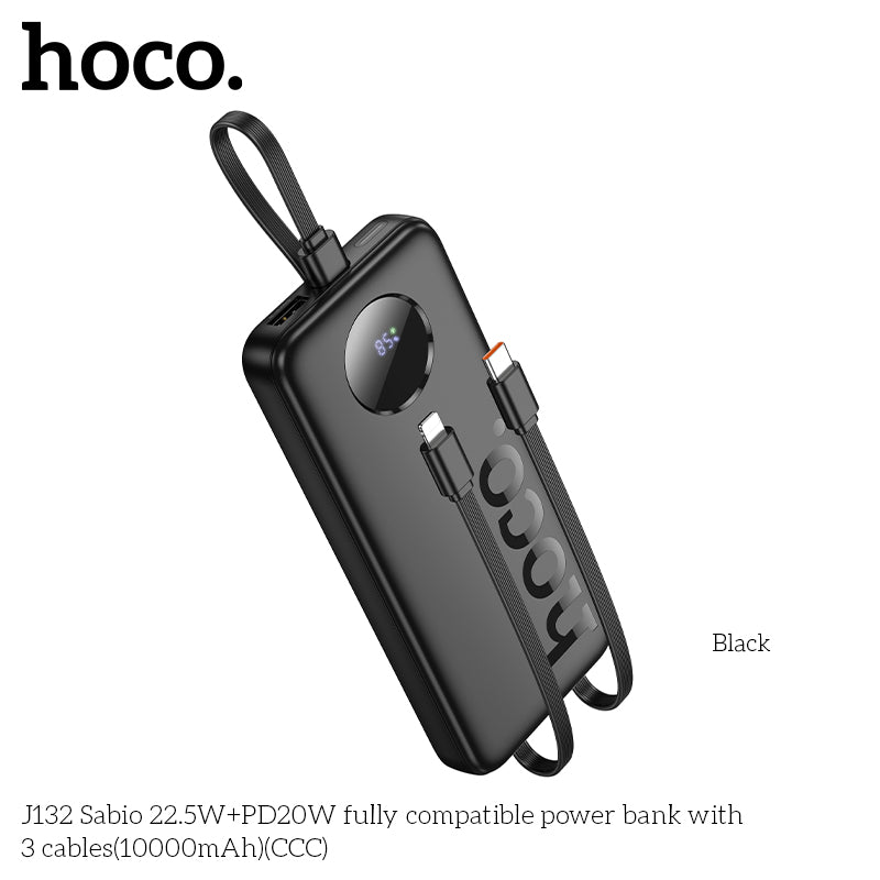 HD_SYNC:J132 Sabio 22.5W+PD20W fully compatible power bank with 3 cables(10000mAh)(CCC)