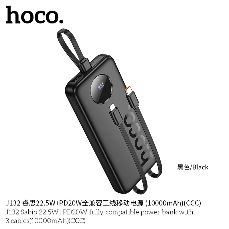 HD_SYNC:J132 Sabio 22.5W+PD20W fully compatible power bank with 3 cables(10000mAh)(UN)