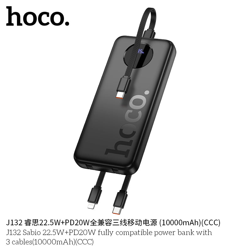 HD_SYNC:J132 Sabio 22.5W+PD20W fully compatible power bank with 3 cables(10000mAh)(UN)