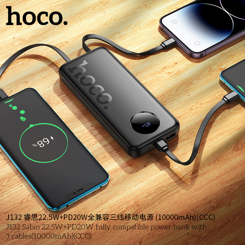 HD_SYNC:J132 Sabio 22.5W+PD20W fully compatible power bank with 3 cables(10000mAh)(UN)