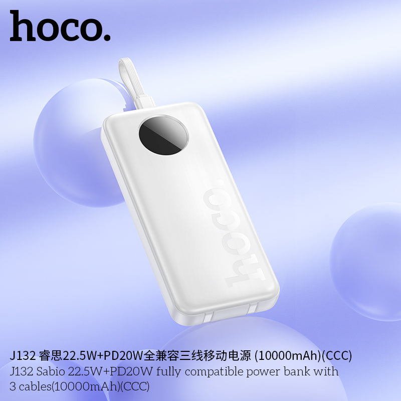 HD_SYNC:J132 Sabio 22.5W+PD20W fully compatible power bank with 3 cables(10000mAh)(UN)