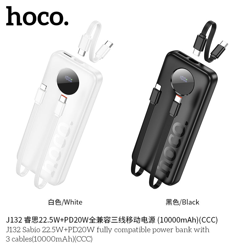HD_SYNC:J132 Sabio 22.5W+PD20W fully compatible power bank with 3 cables(10000mAh)(UN)