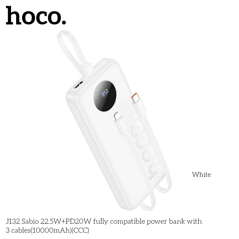 HD_SYNC:J132 Sabio 22.5W+PD20W fully compatible power bank with 3 cables(10000mAh)(CCC)
