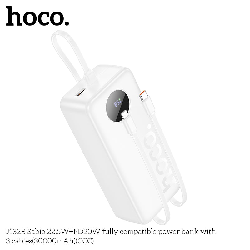HD_SYNC:J132B Sabio 22.5W+PD20W fully compatible power bank with 3 cables(30000mAh)(UN)