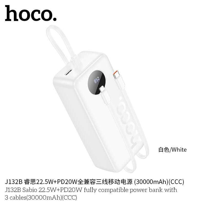 HD_SYNC:J132B Sabio 22.5W+PD20W fully compatible power bank with 3 cables(30000mAh)(UN)