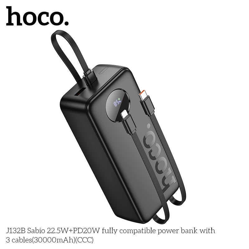HD_SYNC:J132B Sabio 22.5W+PD20W fully compatible power bank with 3 cables(30000mAh)(UN)