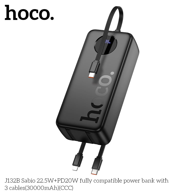 HD_SYNC:J132B Sabio 22.5W+PD20W fully compatible power bank with 3 cables(30000mAh)(UN)