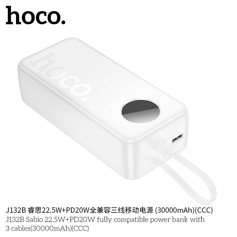 HD_SYNC:J132B Sabio 22.5W+PD20W fully compatible power bank with 3 cables(30000mAh)(UN)