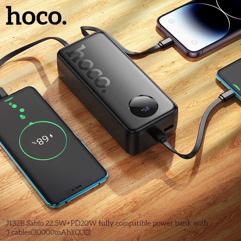 HD_SYNC:J132B Sabio 22.5W+PD20W fully compatible power bank with 3 cables(30000mAh)(UN)