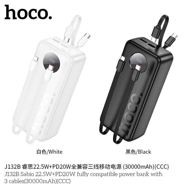 HD_SYNC:J132B Sabio 22.5W+PD20W fully compatible power bank with 3 cables(30000mAh)(UN)