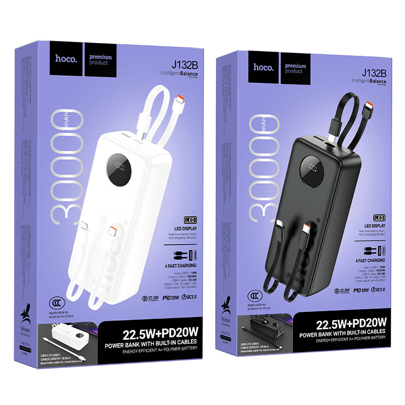 HD_SYNC:J132B Sabio 22.5W+PD20W fully compatible power bank with 3 cables(30000mAh)(CCC)