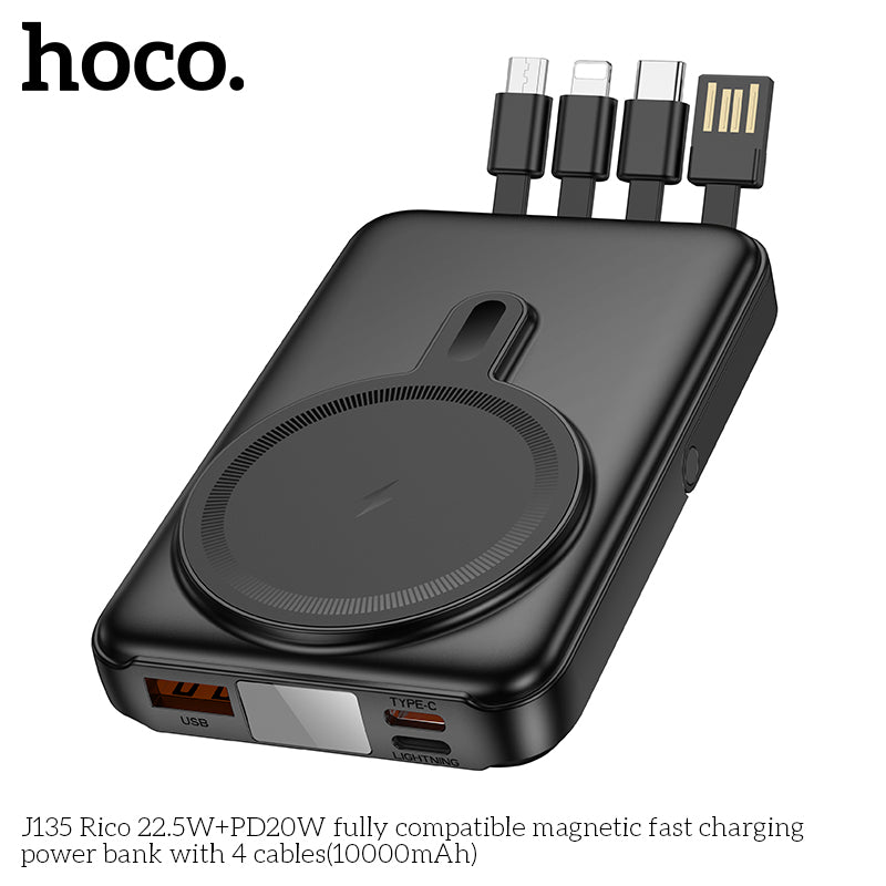 HD_SYNC:J135 Rico 22.5W+PD20W fully compatible magnetic fast charging power bank with 4 cables(10000mAh)(UN)