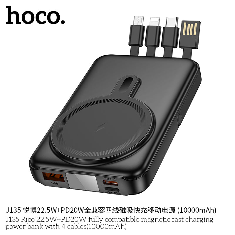 HD_SYNC:J135 Rico 22.5W+PD20W fully compatible magnetic fast charging power bank with 4 cables(10000mAh)(UN)