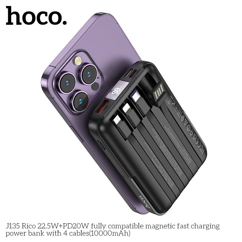 HD_SYNC:J135 Rico 22.5W+PD20W fully compatible magnetic fast charging power bank with 4 cables(10000mAh)
