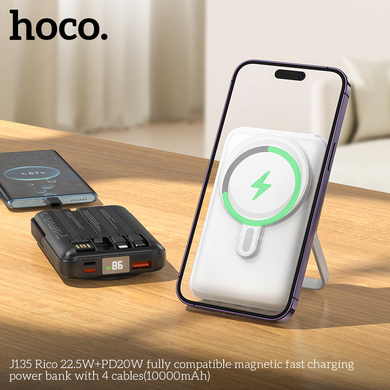 HD_SYNC:J135 Rico 22.5W+PD20W fully compatible magnetic fast charging power bank with 4 cables(10000mAh)
