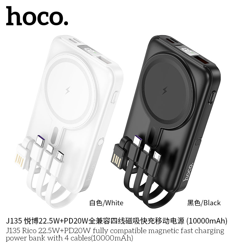HD_SYNC:J135 Rico 22.5W+PD20W fully compatible magnetic fast charging power bank with 4 cables(10000mAh)(UN)