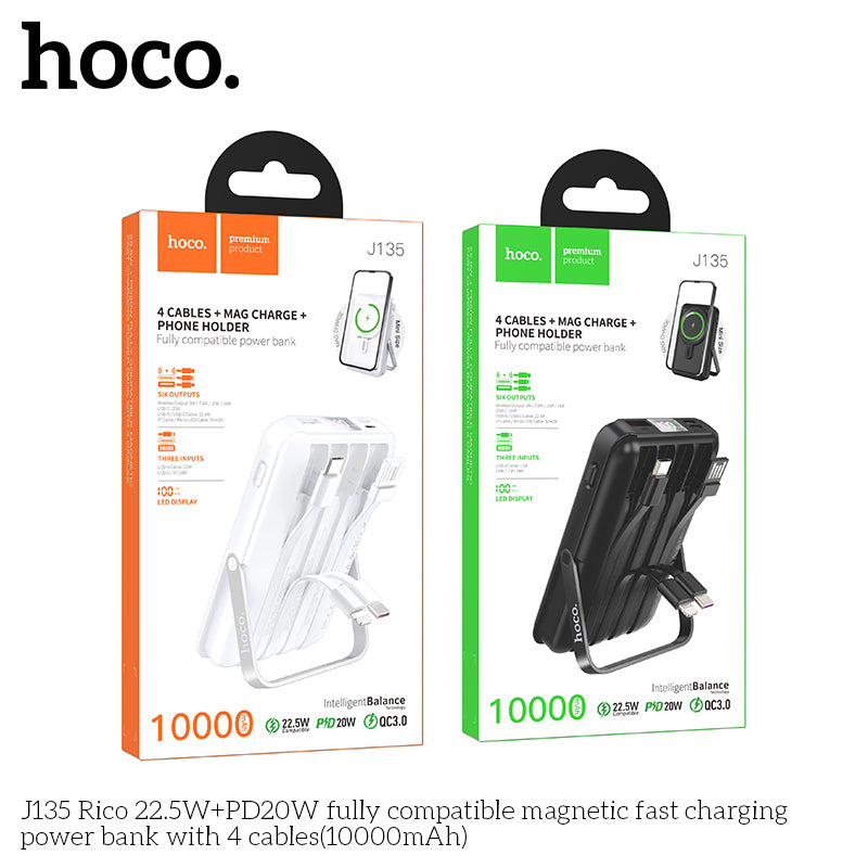 HD_SYNC:J135 Rico 22.5W+PD20W fully compatible magnetic fast charging power bank with 4 cables(10000mAh)