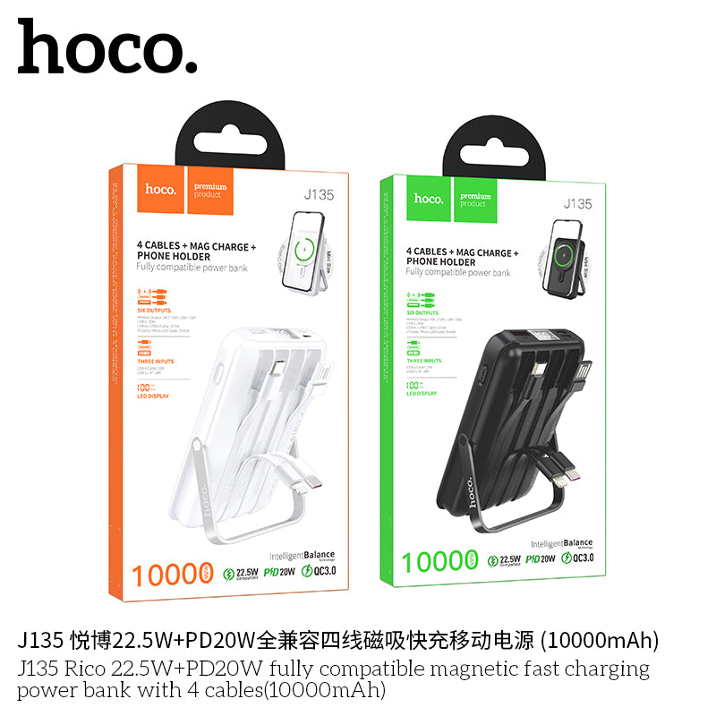 HD_SYNC:J135 Rico 22.5W+PD20W fully compatible magnetic fast charging power bank with 4 cables(10000mAh)(UN)