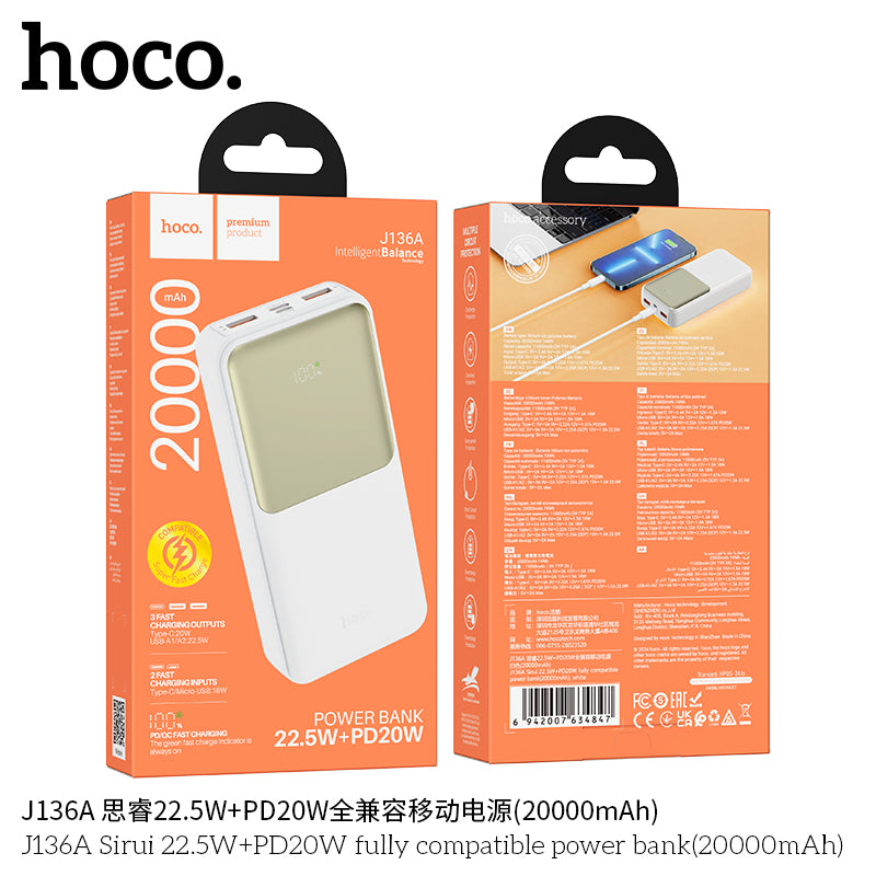 HD_SYNC:J136A Sirui 22.5W+PD20W fully compatible power bank(20000mAh)