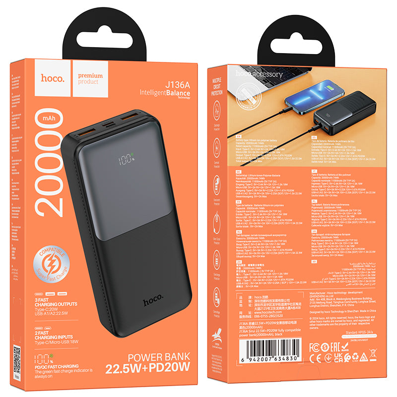 HD_SYNC:J136A Sirui 22.5W+PD20W fully compatible power bank(20000mAh)