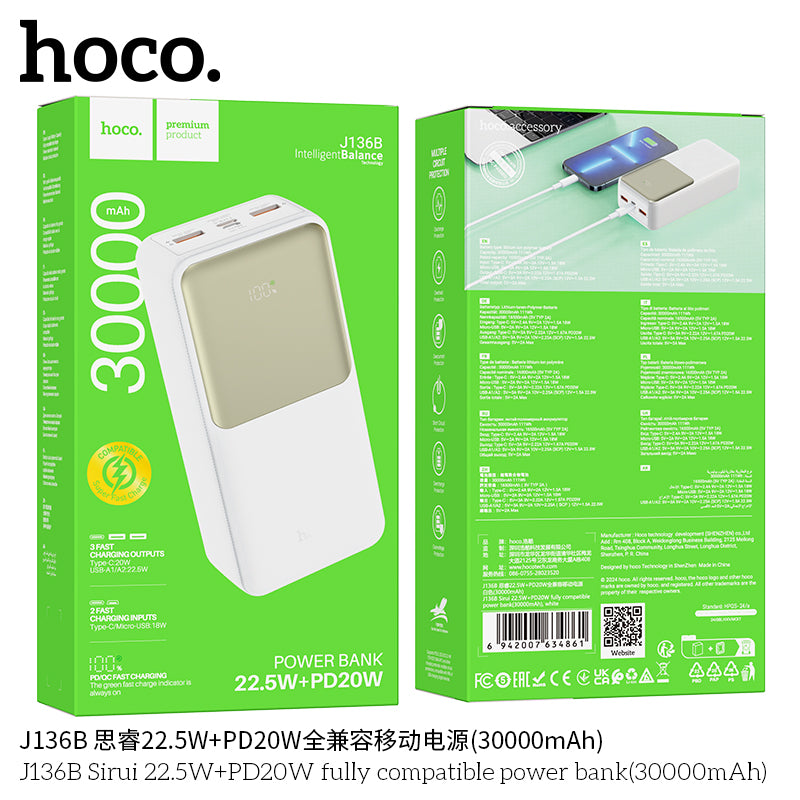 HD_SYNC:J136B Sirui 22.5W+PD20W fully compatible power bank(30000mAh)(UN)