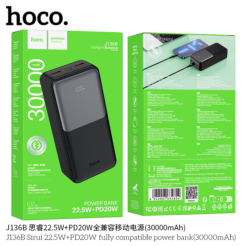 HD_SYNC:J136B Sirui 22.5W+PD20W fully compatible power bank(30000mAh)