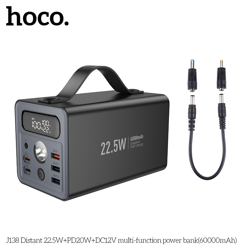 HD_SYNC:J138 Distant 22.5W+PD20W+DC12V multi-function power bank(60000mAh)