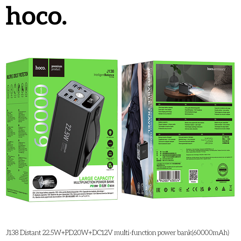 HD_SYNC:J138 Distant 22.5W+PD20W+DC12V multi-function power bank(60000mAh)(UN)