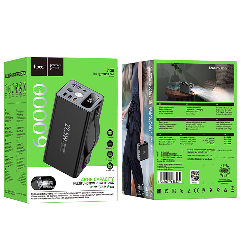 HD_SYNC:J138 Distant 22.5W+PD20W+DC12V multi-function power bank(60000mAh)