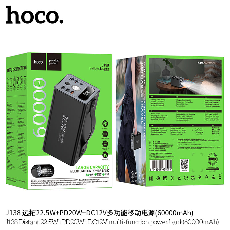 HD_SYNC:J138 Distant 22.5W+PD20W+DC12V multi-function power bank(60000mAh)