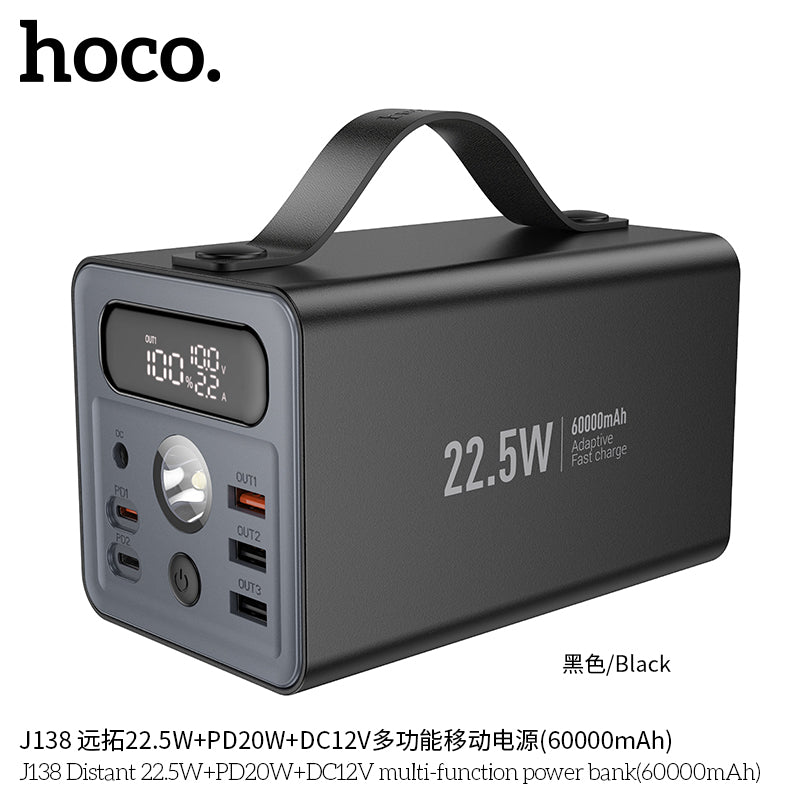 HD_SYNC:J138 Distant 22.5W+PD20W+DC12V multi-function power bank(60000mAh)