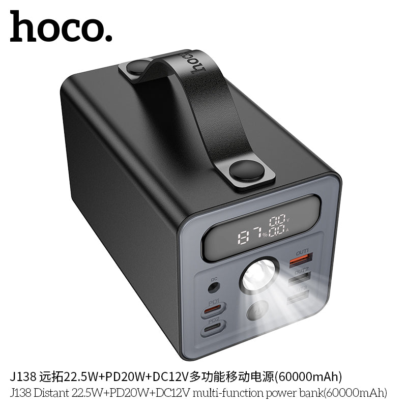 HD_SYNC:J138 Distant 22.5W+PD20W+DC12V multi-function power bank(60000mAh)