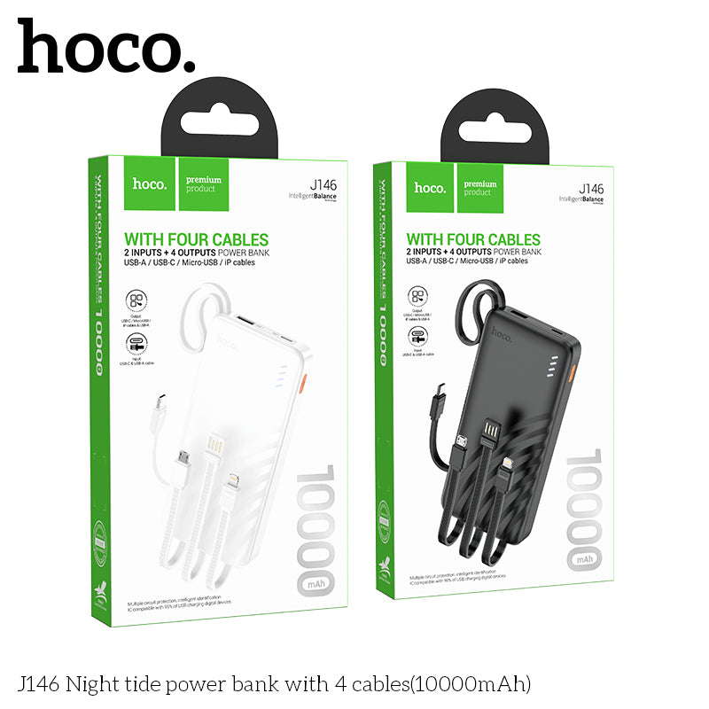 HD_SYNC:J146 Night tide power bank with 4 cables(10000mAh)