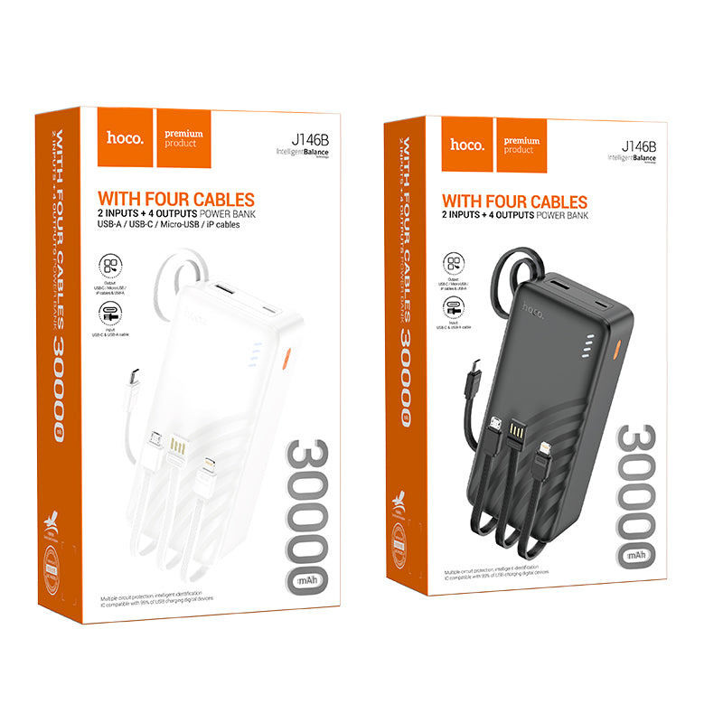 HD_SYNC:J146B Night tide power bank with 4 cables(30000mAh)