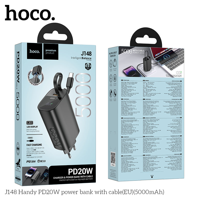 HD_SYNC:J148 Handy PD20W power bank with cable(EU)(5000mAh)