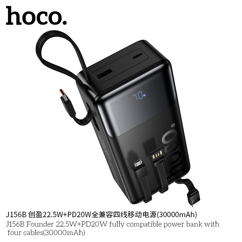 HD_SYNC:J156B Founder 22.5W+PD20W fully compatible power bank with four cables (30000mAh)(UN)