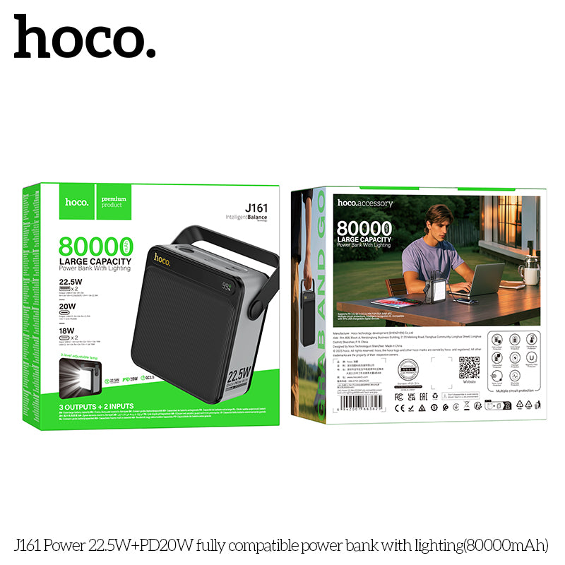 HD_SYNC:J161 Power 22.5W+PD20W fully compatible power bank with lighting(80000mAh)(UN)