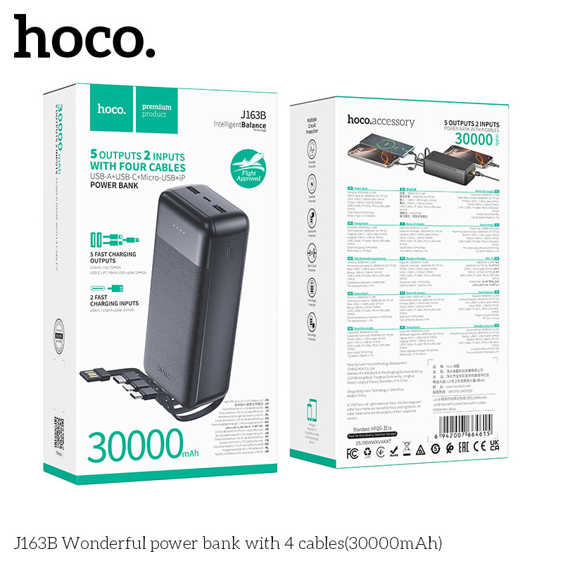 HD_SYNC:J163B Wonderful power bank with 4 cables(30000mAh)(UN)