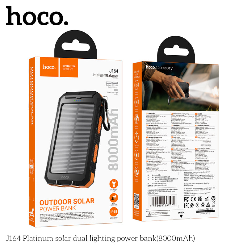 HD_SYNC:J164 Platinum solar dual lighting power bank(8000mAh)