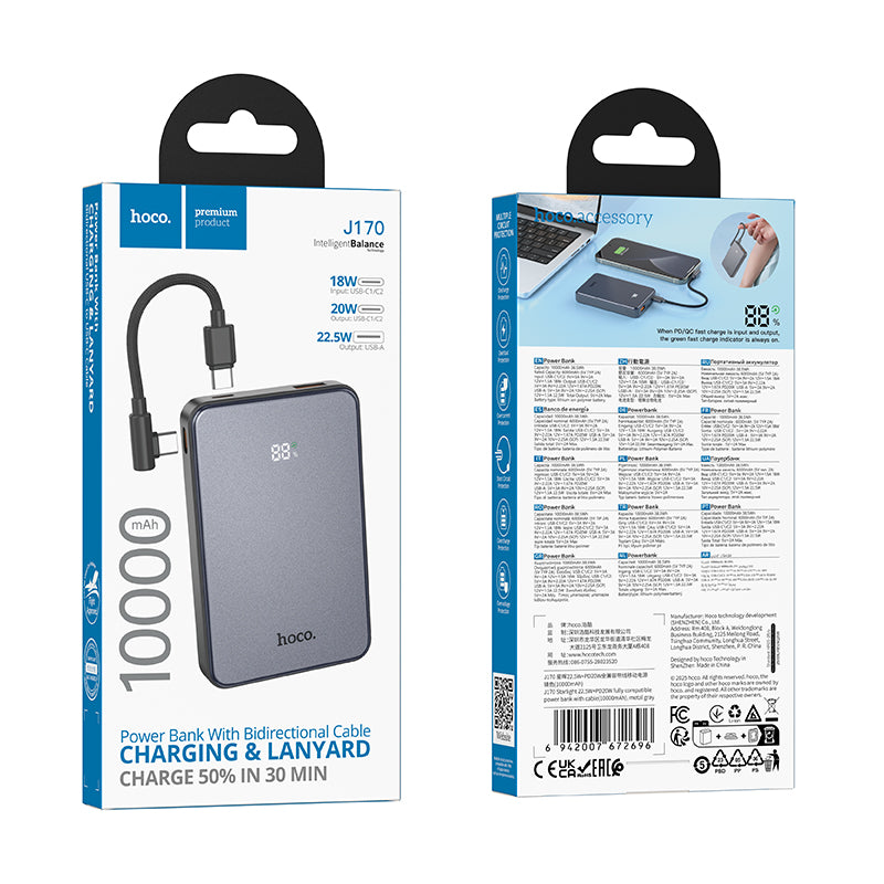 HD_SYNC:J170 Starlight 22.5W+PD20W fully compatible power bank with cable(10000mAh)