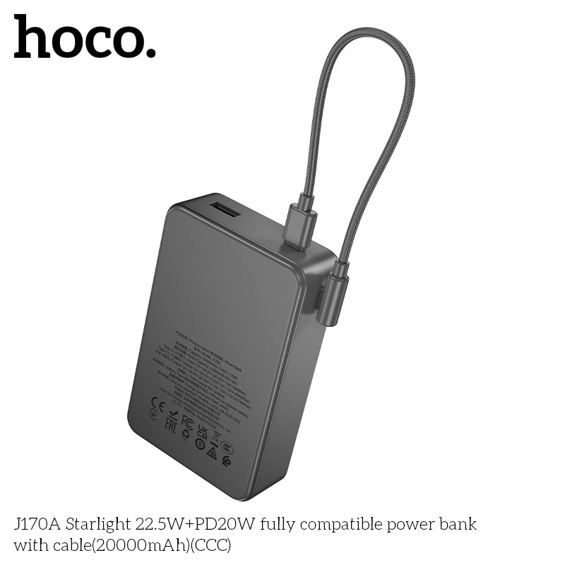 HD_SYNC:J170A Starlight 22.5W+PD20W fully compatible power bank with cable(20000mAh)（CCC)